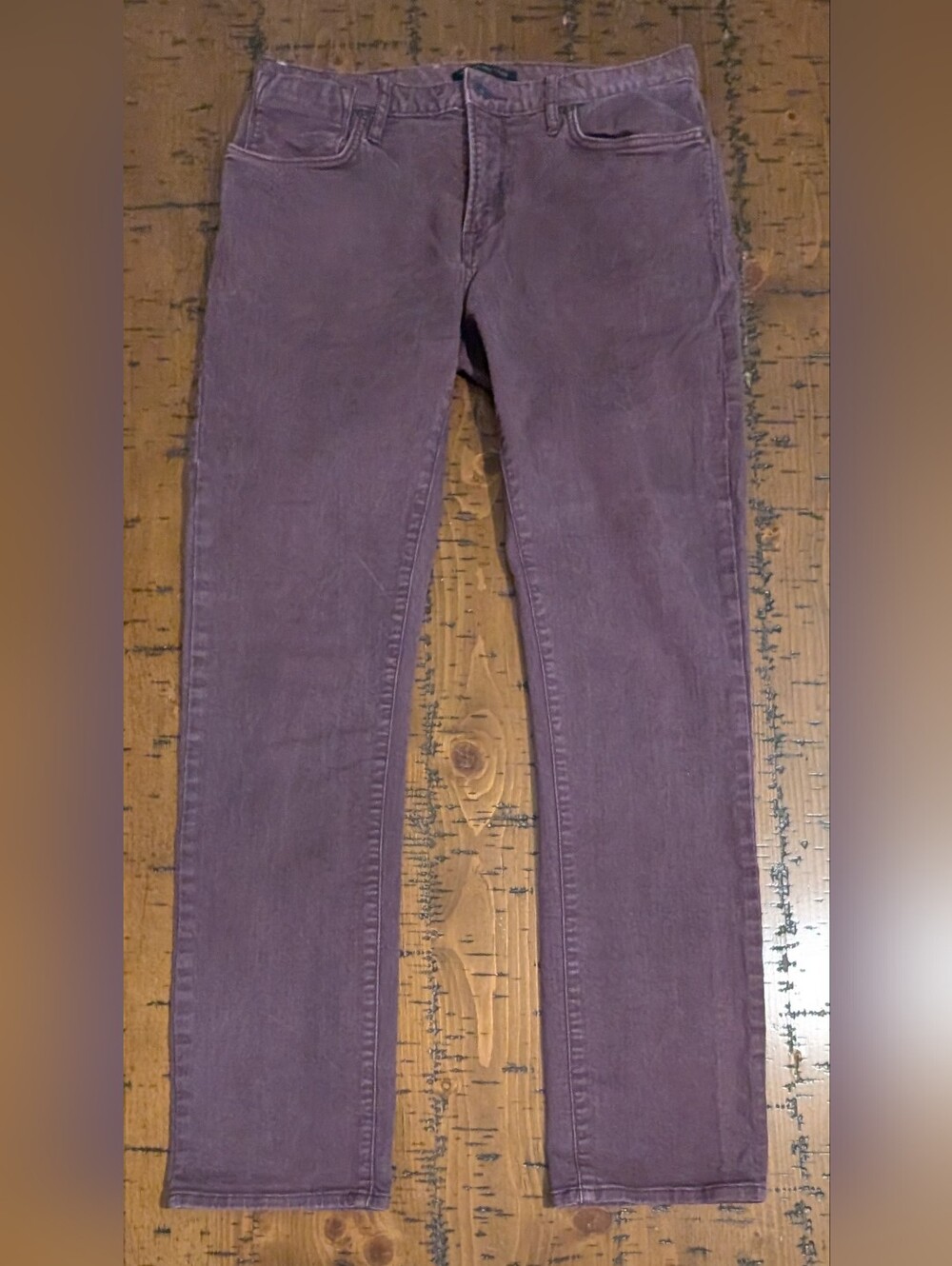 John Varvatos 32x32 Bowery Slim Straight Burgundy Jeans
